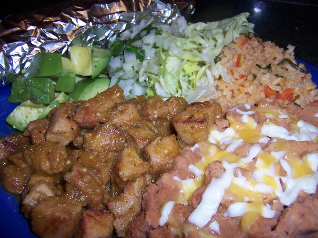 Chili Verde with Rice and Beans